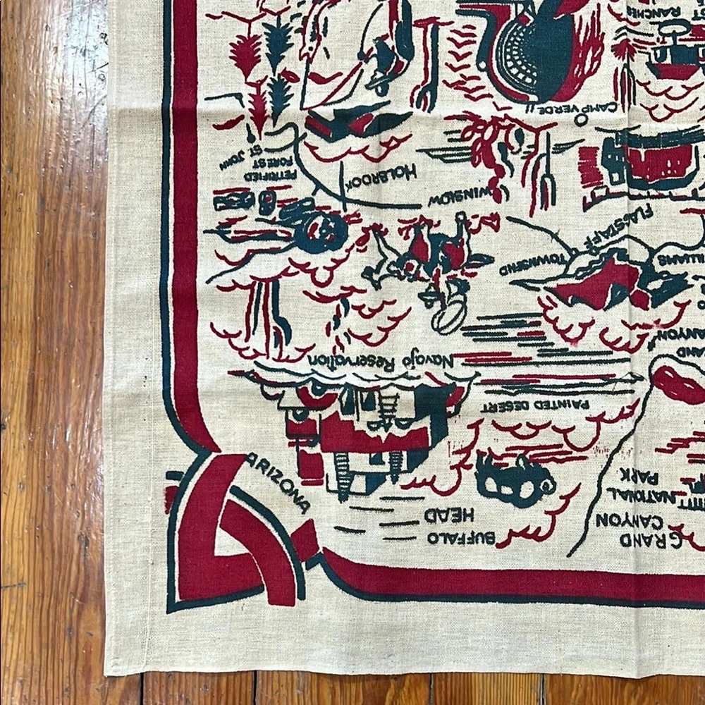 Arizona Vintage Red and Black Table Cloth beautiful for dining or wall hanging.